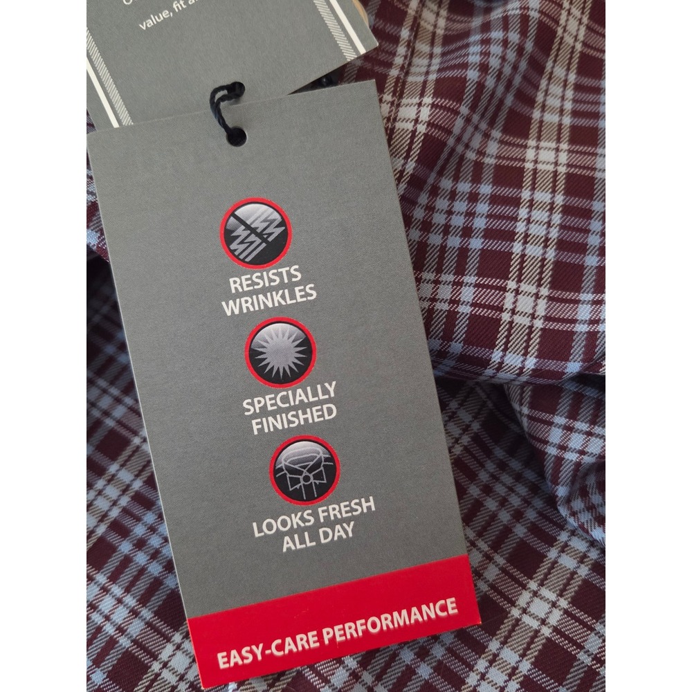 NWT Roundtree & Yorke TravelSmart Mens 2XB Big Blue Maroon Button Up Easy Care - Picture 8 of 9